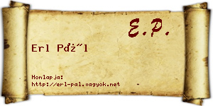 Erl Pál névjegykártya